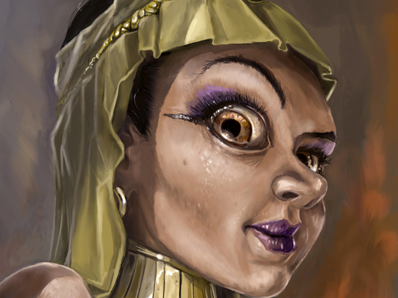 Digitaalinen kuvitus aiheena historiallinen hahmo Kleopatra.