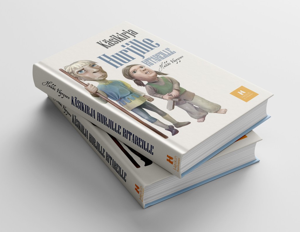 Malliesimerkki, jossa kuvitus taitettu lastenkirjan kanteen.