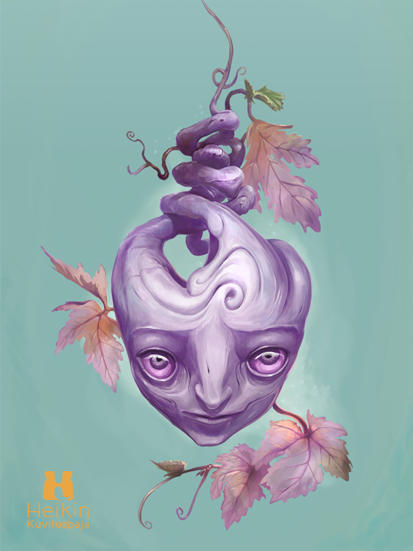 Digitaalinen maalaus aiheena metsän henget ja myyttiset olennot.