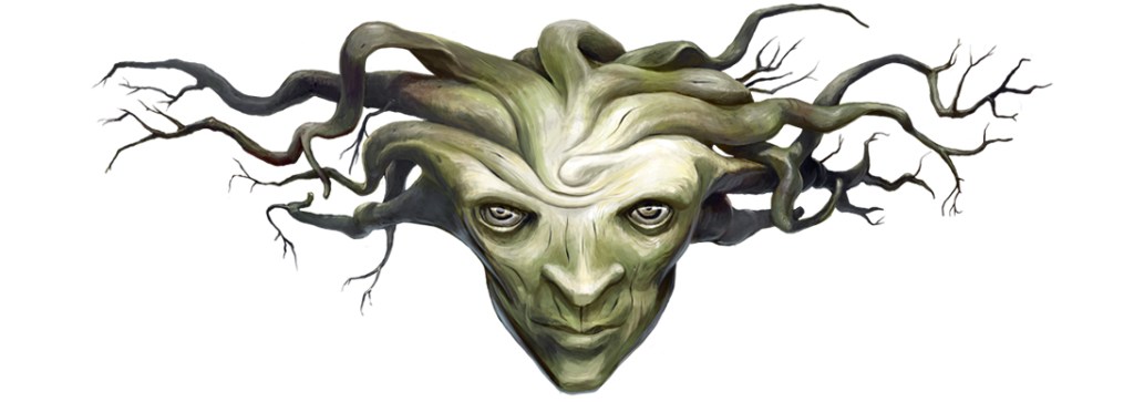 Fiktiivinen kuvitus mytologisesta metsänhengestä.